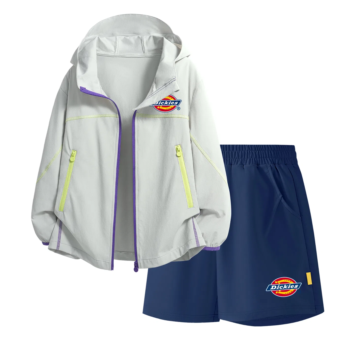 Детский комплект из футболки и шорт Dickies, Silicone Logo K White Gray+Logo K Bottom Right Deep Sea Blue