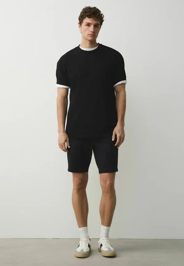 Комплект из 2 шорт чинос, хлопок с эластаном, Skinny fit - stretch chino shorts 2 pack, Next, Navy, Stone, темно-синий