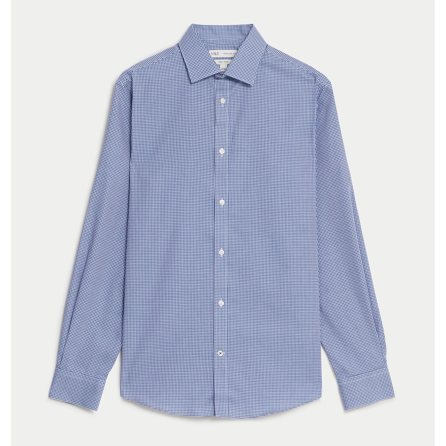 

Рубашка Marks & Spencer Regular Fit Non Iron Gingham, темно-синий