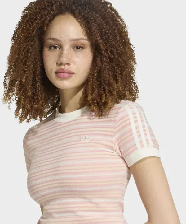 Футболка с полосками Summer Glow Slim Stripe, Adidas, санди пинк — фото 3