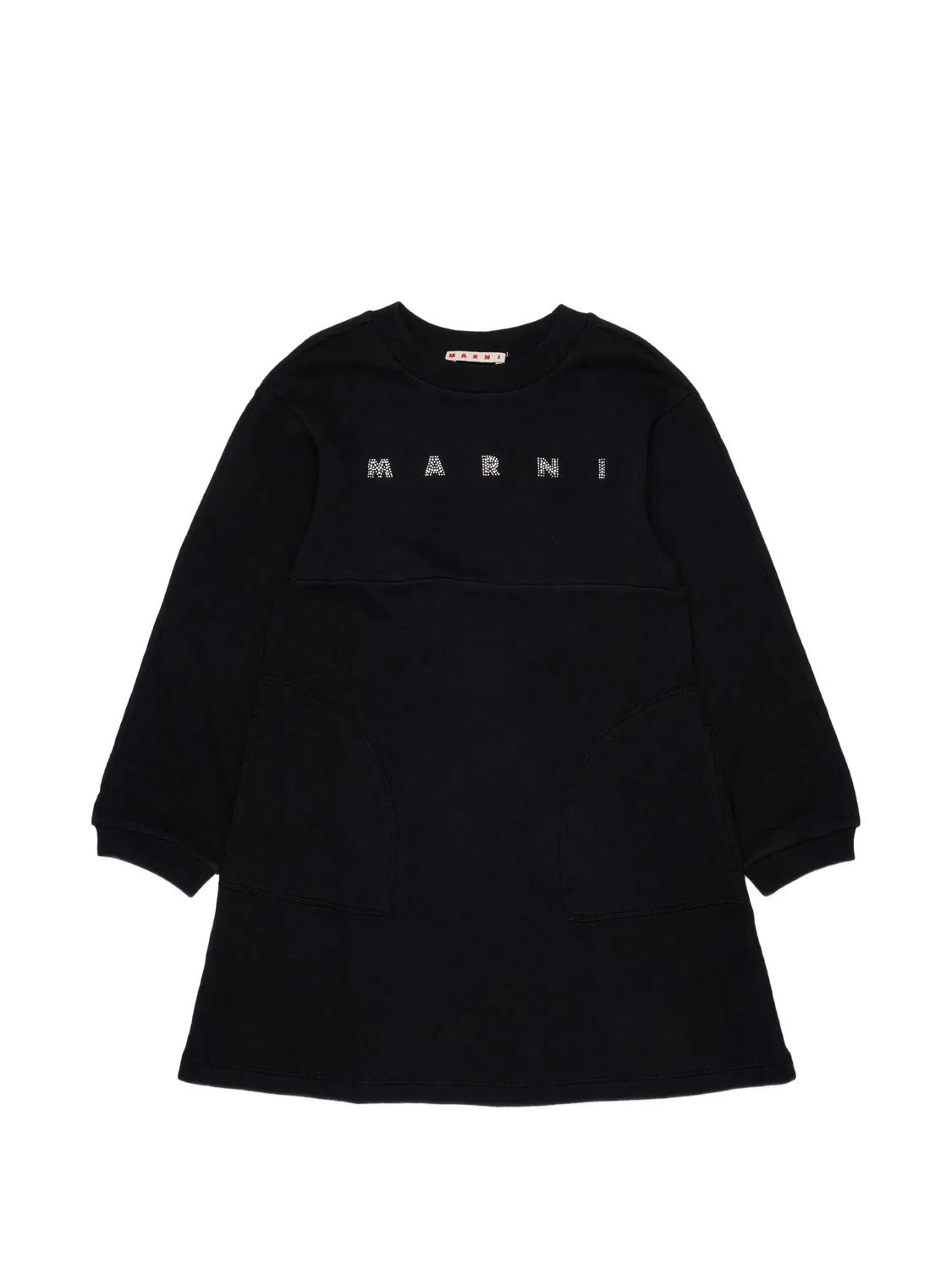 Хлопковое платье со стразами, черное Marni, черный