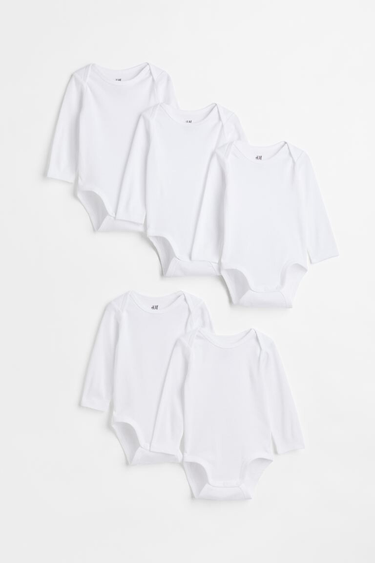 

5 комплектов боди H&M, белый
