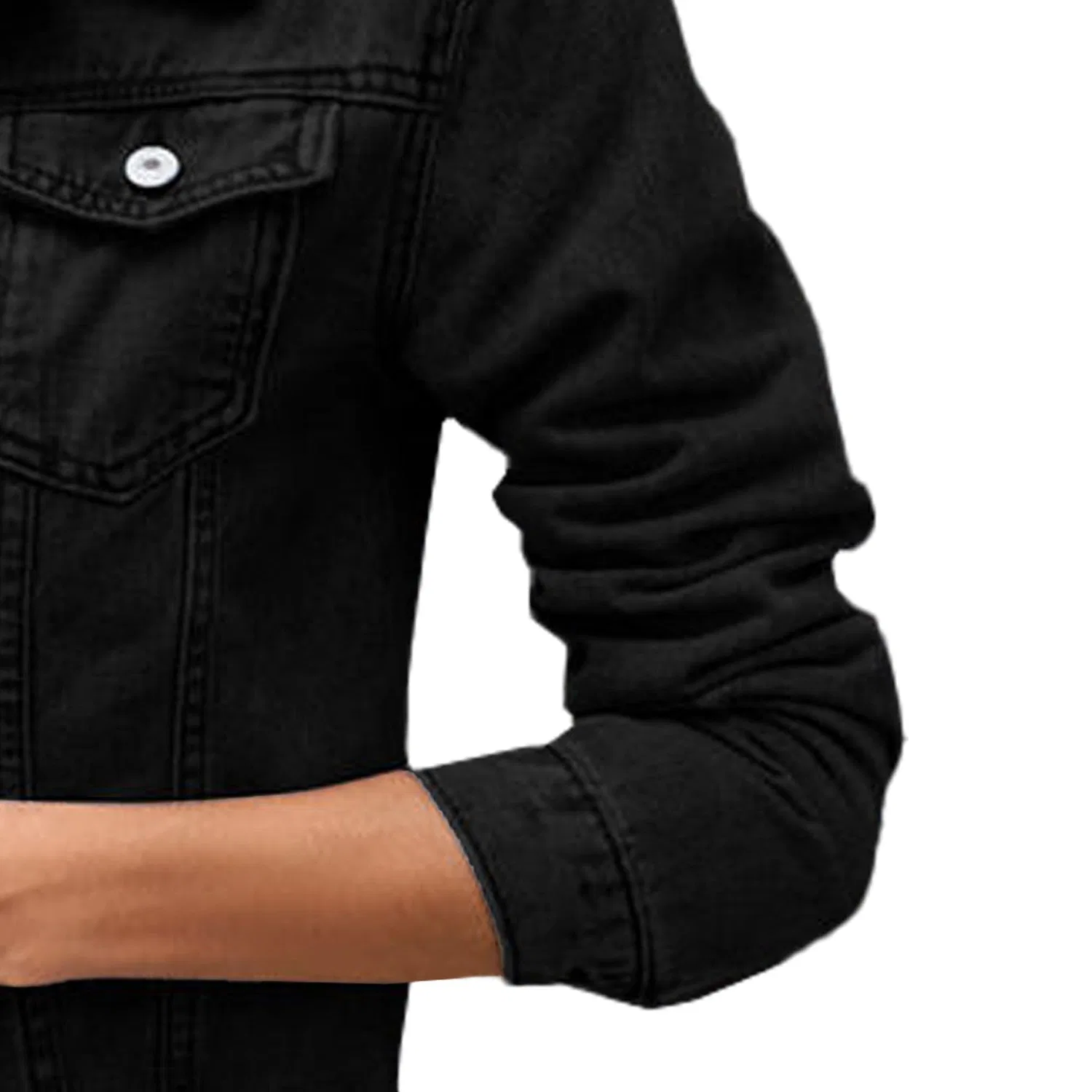 Женская джинсовая куртка с длинным рукавом, стрейч, Slim Fit, Nero — фото 4