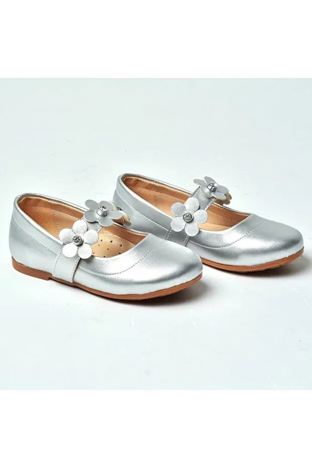 Детские балетки для девочек с цветочным принтом V.73P floral ballerinas-silver Vuddy, Silver — фото 3