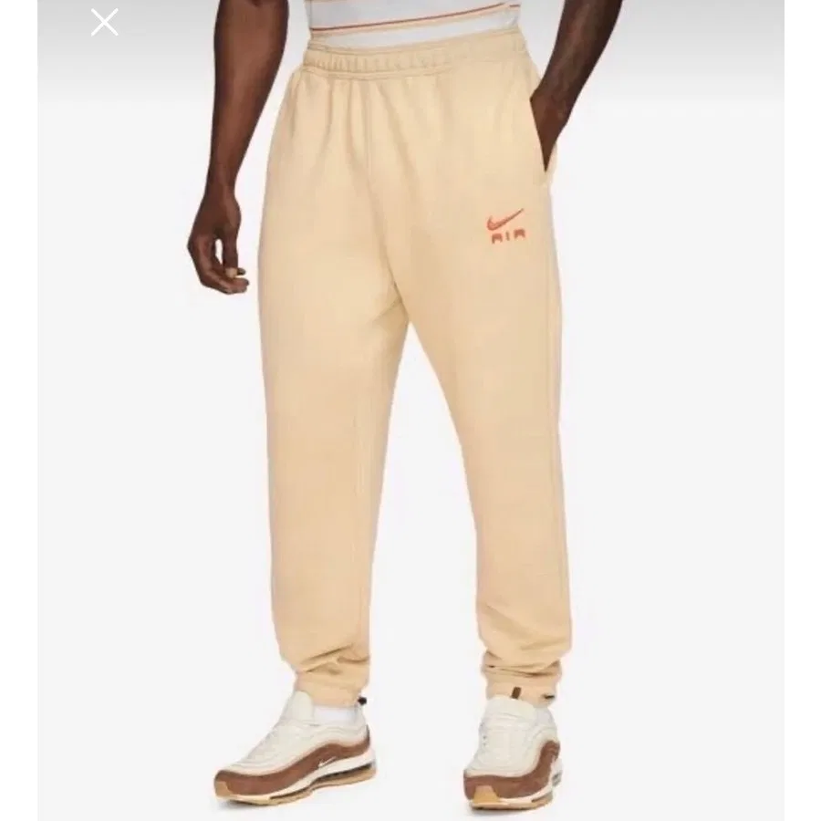 Джоггеры спортивные свободного кроя с карманами Nike Sportswear Air French Terry, Бежевый — фото 4