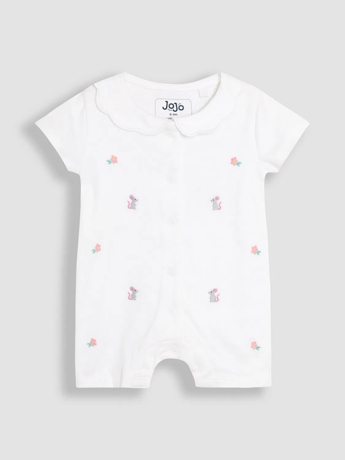 Боди с коротким рукавом, с вышивкой кролик Jojo Maman Bébé, белый — фото 4