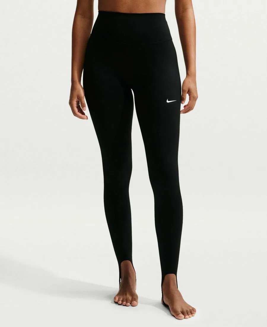 Леггинсы с высокой посадкой и штрипками Nike One, Black/White