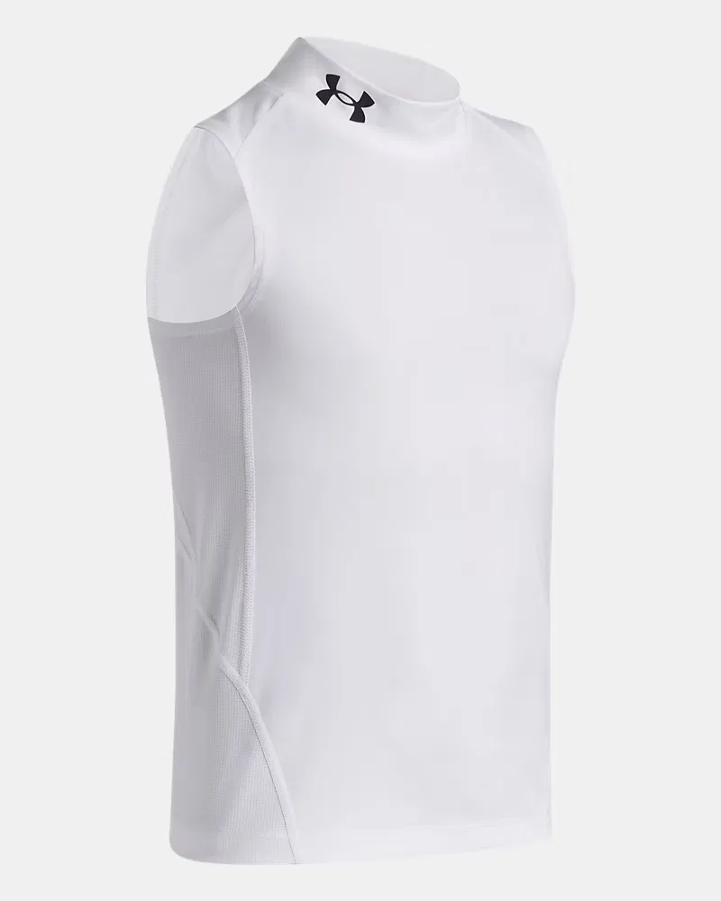 Майка-базовый слой для мальчиков с вентиляционными вставками HeatGear Mock UnderArmour, White/Black — фото 3