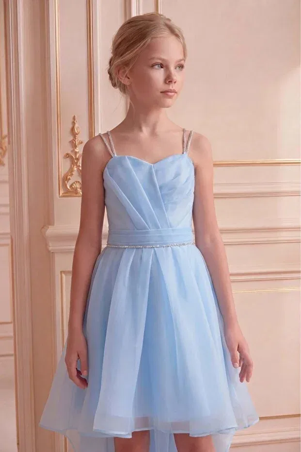 Детское вечернее платье для девочек с принтом Butikhappykids, Babyblue — фото 3