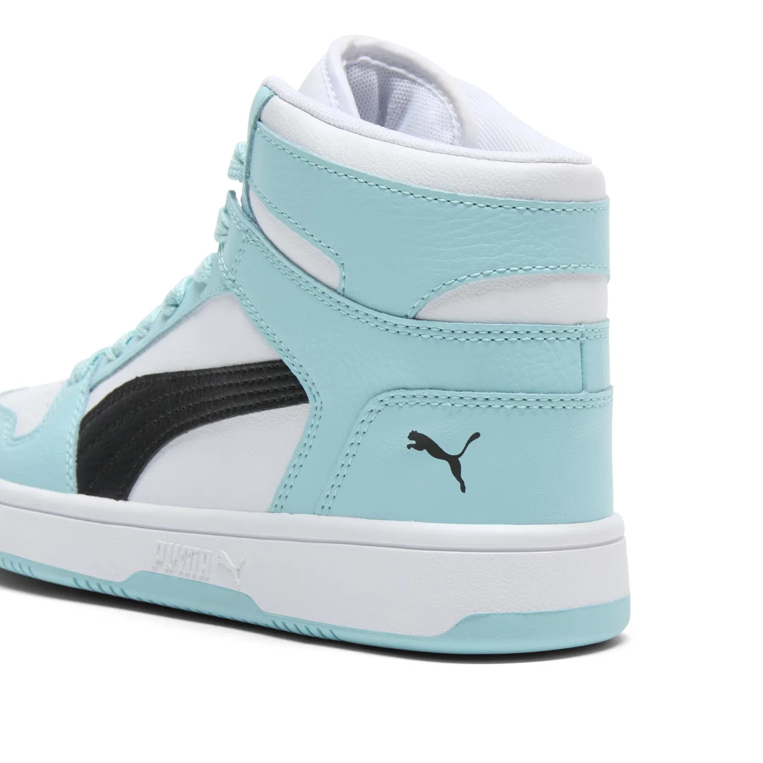 Детские кроссовки для мальчиков с высокой подошвой Rebound Layup Mid PUMA PUMA White PUMA Black Safe Lake — фото 2