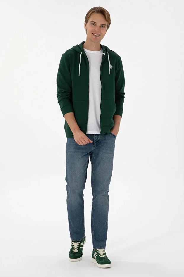 Мужской кардиган с капюшоном на молнии U.S. Polo Assn., Dark Green — фото 4