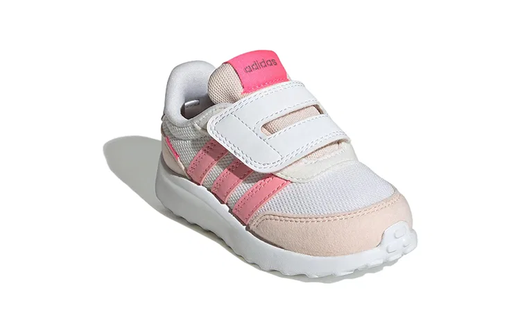 Детские кроссовки для малышей с широкой колодкой, на липучках Run 70s I, Adidas Neo, White Lucid Pink — фото 3