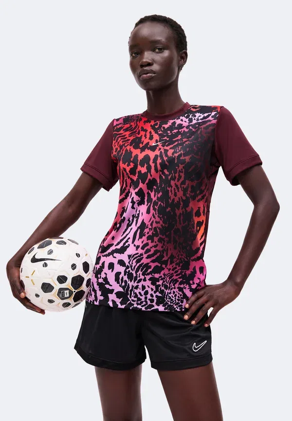 Футболка спортивная Animal Print United Academy Nike Performance, Burgundy Crush/Pure Platinum, бордовый — фото 4