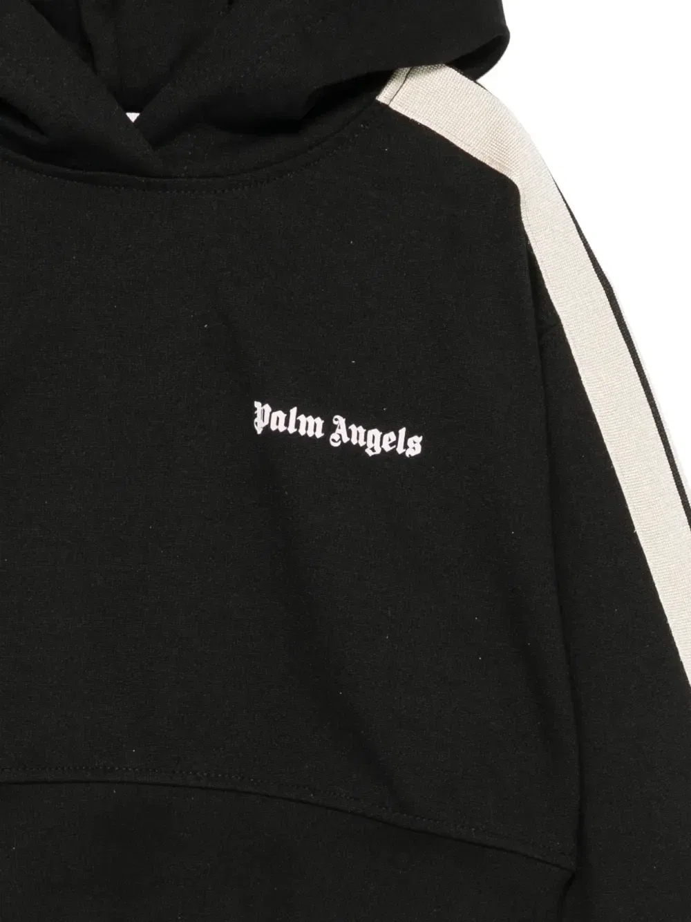 Толстовка с капюшоном, принтом с логотипом и боковыми полосками Palm Angels Kids, черный — фото 3