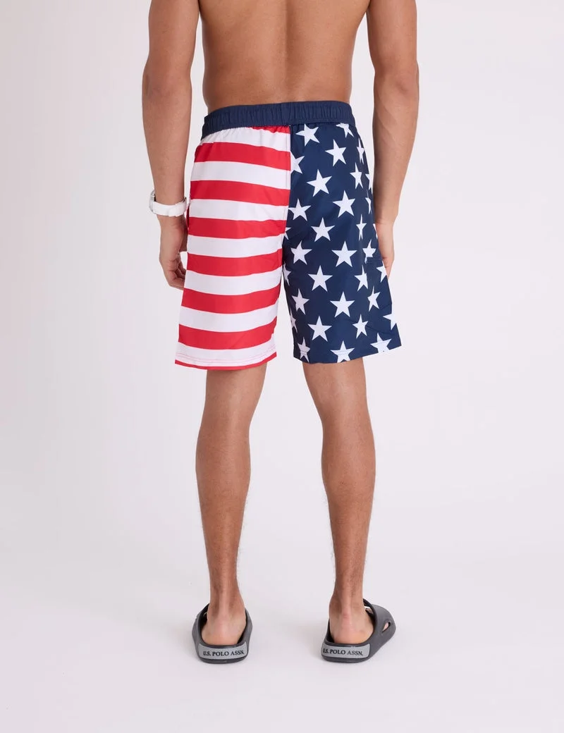 Мужские шорты для плавания U.S. Polo Assn. USA Flag, классический темно-синий — фото 2
