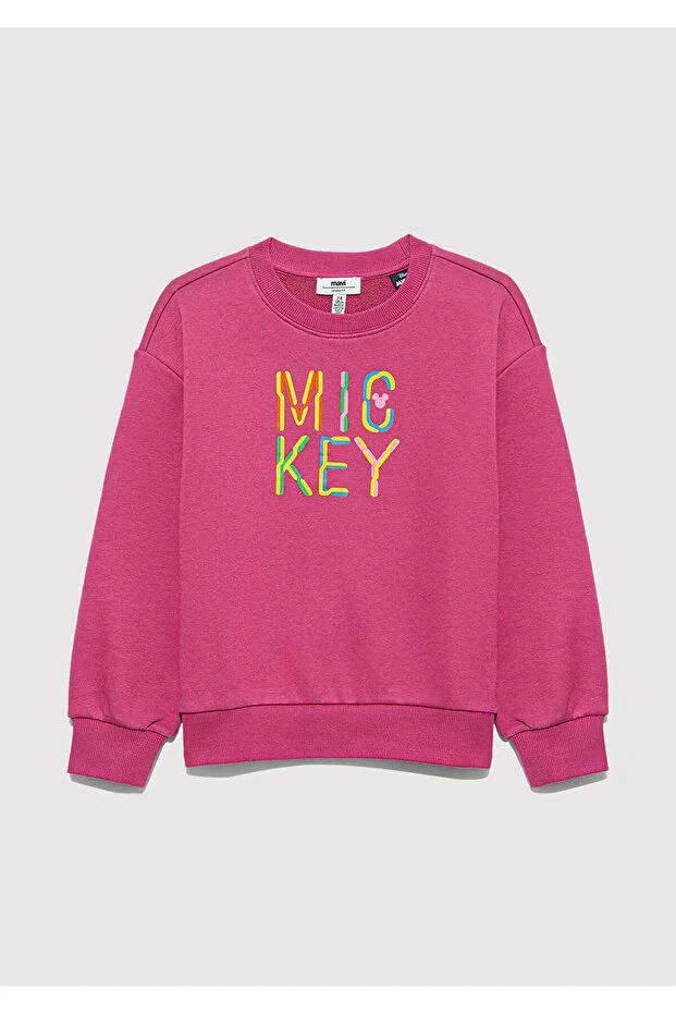 Детские свитшот для девочек с принтом Mickey Printed Pink 7s10142-71085 Mavi, Malaga — фото 2