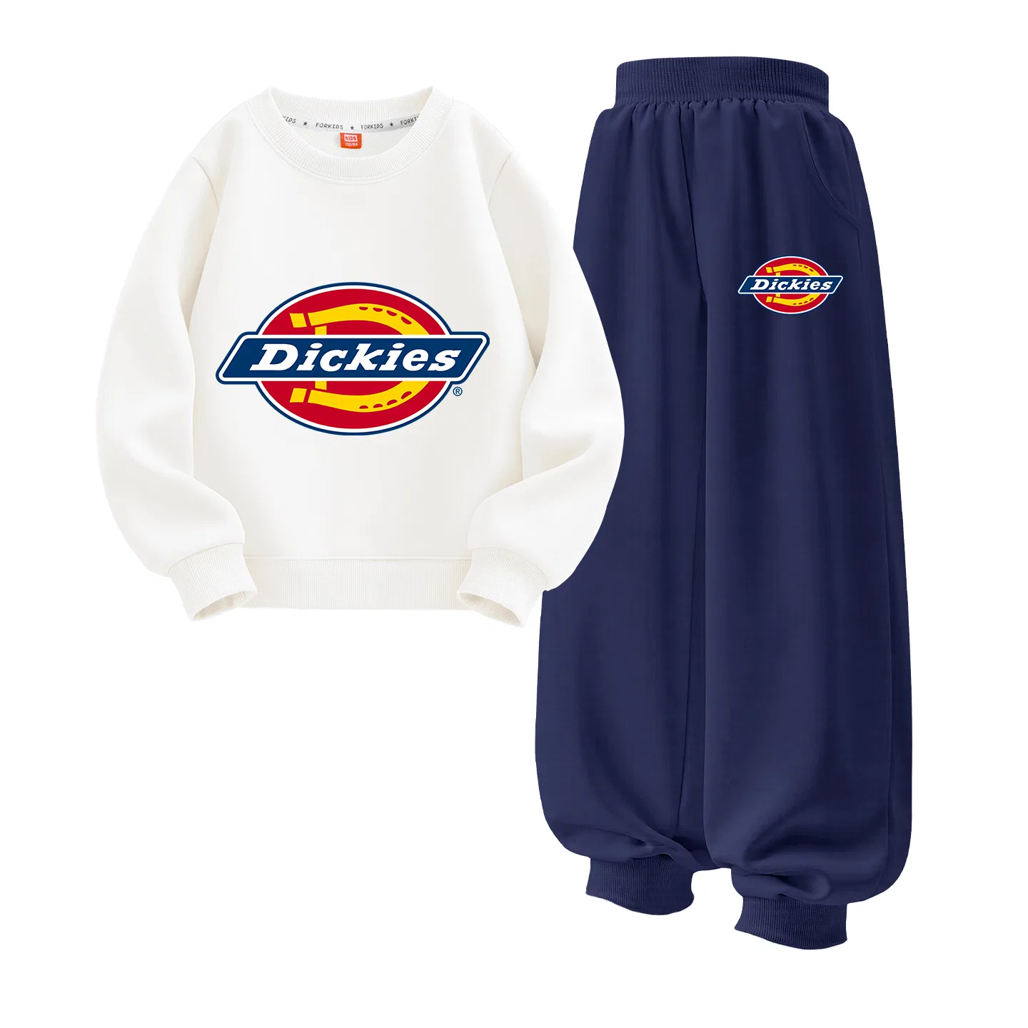 Детский спортивный костюм в ретро-стиле Dickies, Sizhen White/Sizhen K Navy Blue