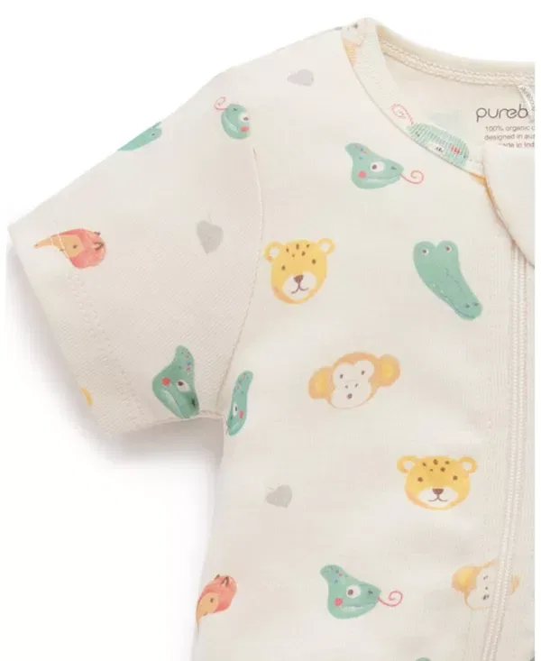 Детский комбинезон с коротким рукавом 2 шт. с принтом Purebaby, Fiesta Heads Print — фото 3