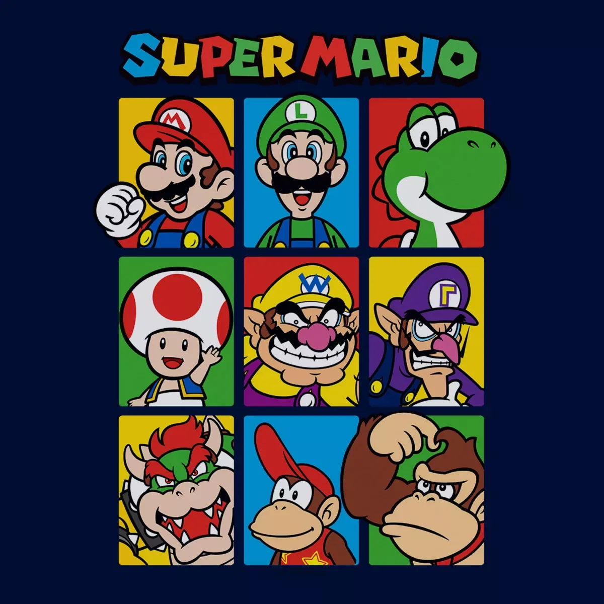 Детская футболка с принтом Nintendo Classic Sidekicks and Villains Portraits, Цвет Navy Blue — фото 2