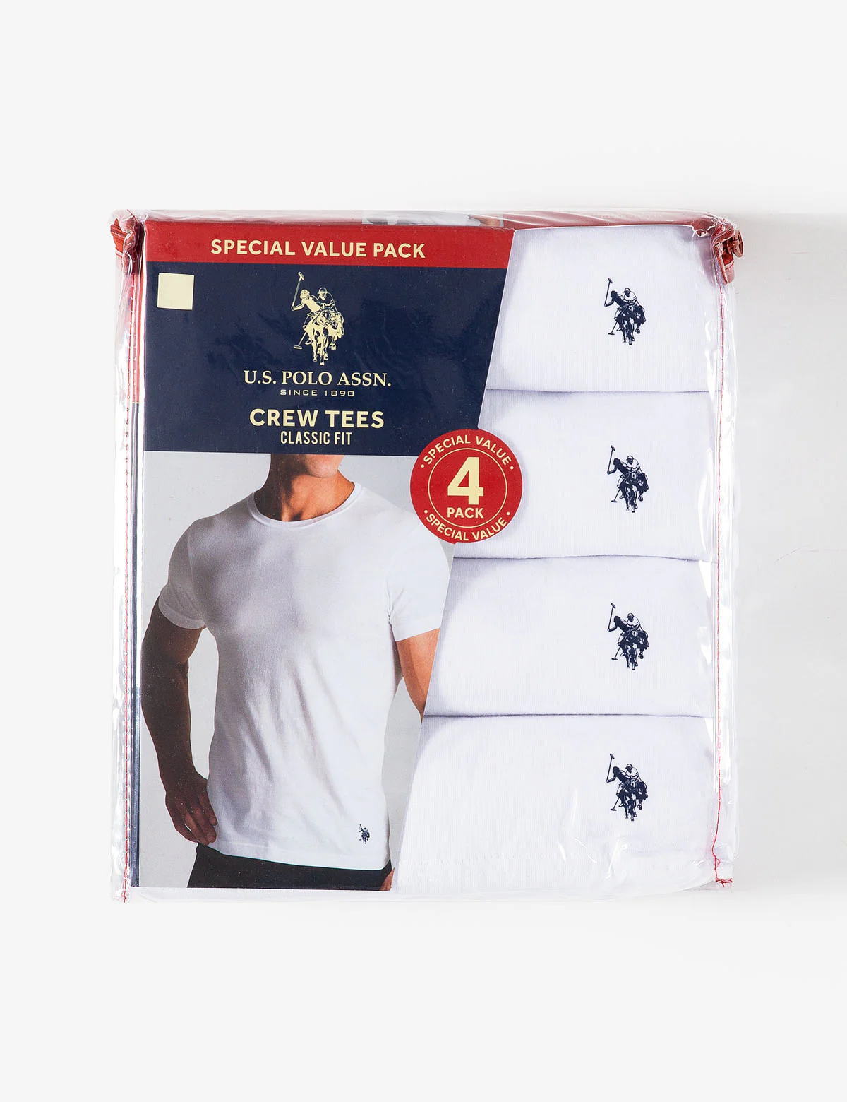 Набор футболок U.S. Polo Assn. Crew Neck, 4 шт., белый — фото 3