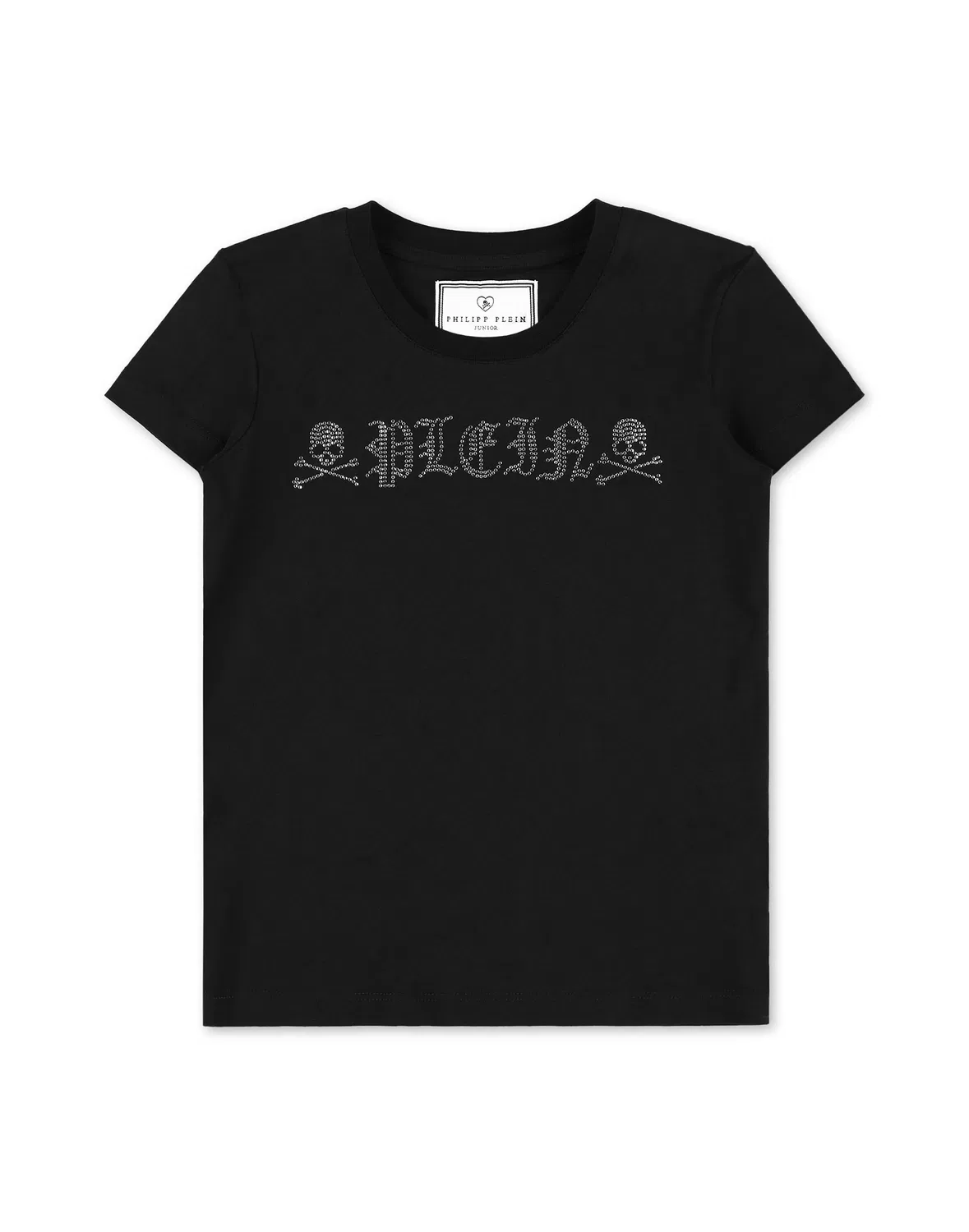 Детская футболка для девочек с коротким рукавом с логотипом PHILIPP PLEIN, черный