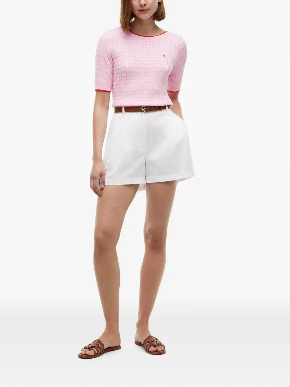 Вязаный свитер с короткими рукавами Tommy Hilfiger, розовый — фото 2