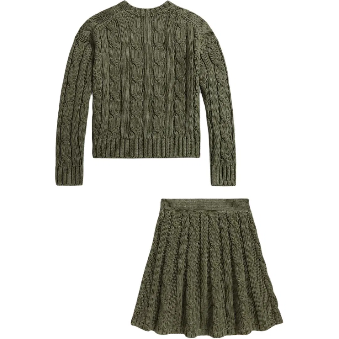 Детский комплект из юбки и топа с V-образным вырезом, Olive Green, Polo Ralph Lauren — фото 3