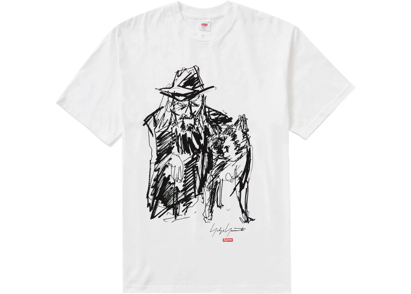 Мужская футболка с принтом Scribble Portrait Supreme, White