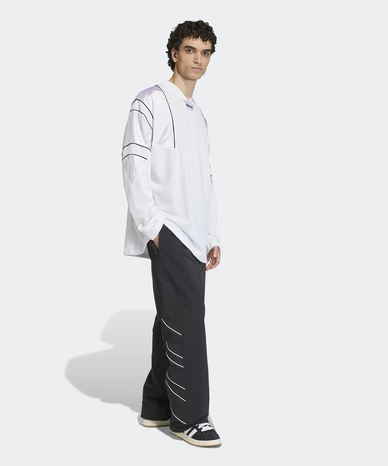 Мужское худи с V-образным вырезом и длинным рукавом Adidas Originals, Белый — фото 3
