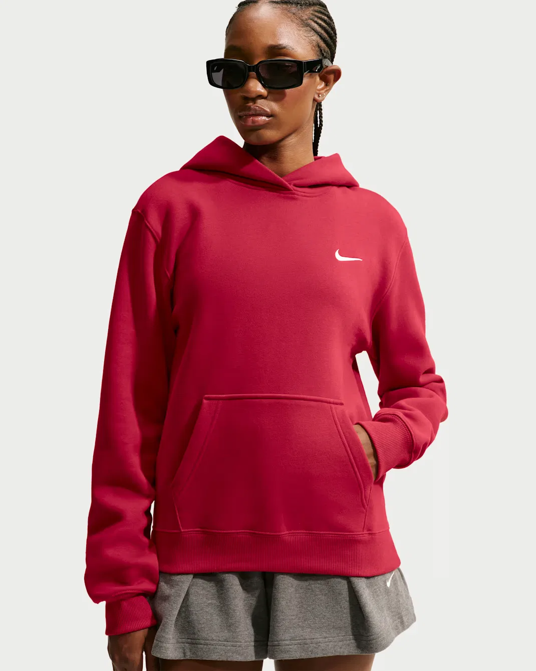 Женская толстовка с капюшоном Nike Studio Fleece Medium Weight, Tough Red/Sail — фото 3