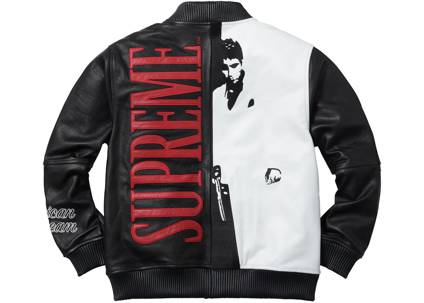 Мужская куртка из кожи с вышивкой Scarface Supreme, Black — фото 3