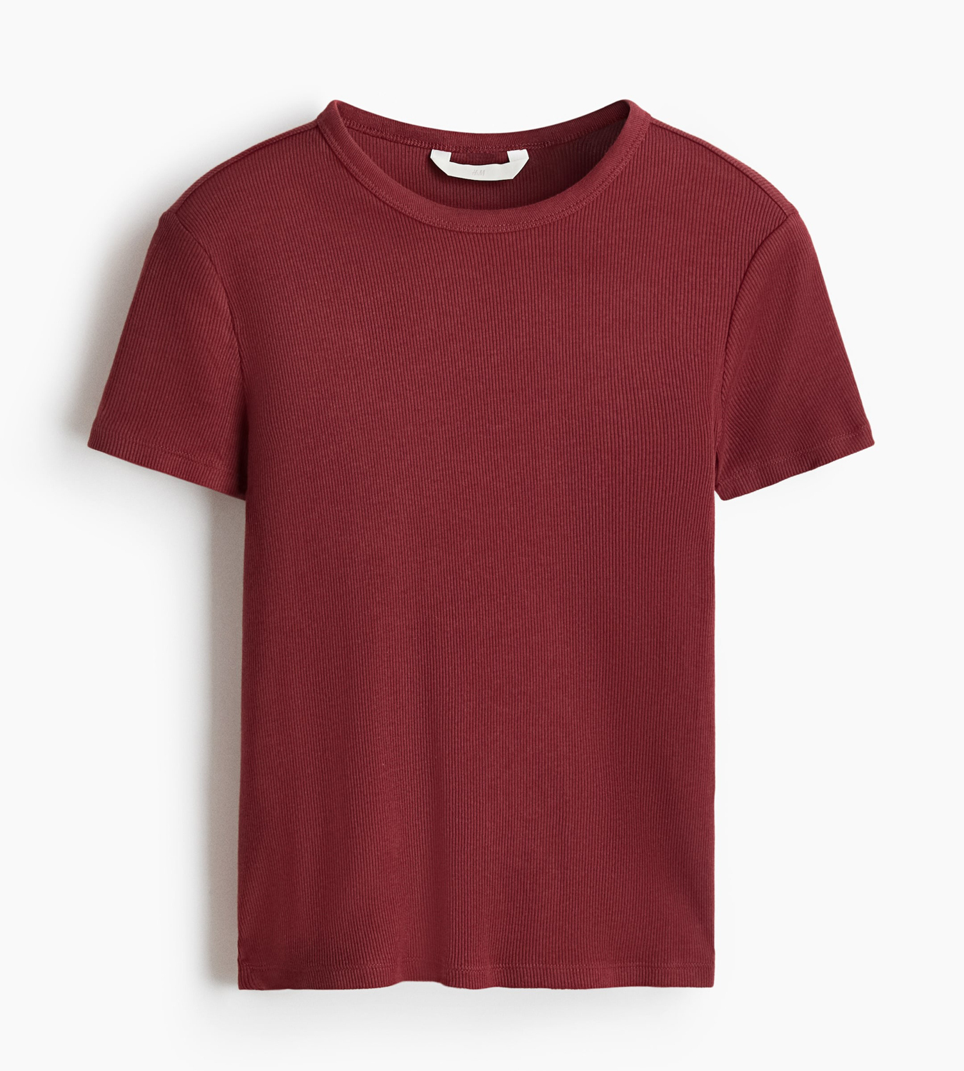 

Футболка H&M Ribbed, темно-красный