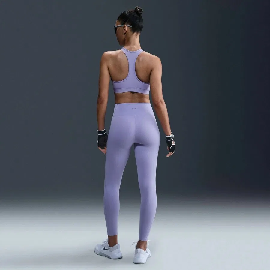 Женские леггинсы для тренировок с высокой посадкой и карманами Nike One Dri-FIT 7/8, Lilac Ice / Black — фото 3