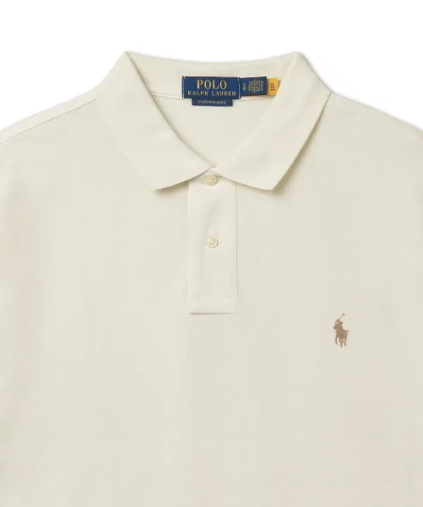 Поло с воротником кастомное slim fit из сетки, Polo Ralph Lauren, натуральный — фото 3