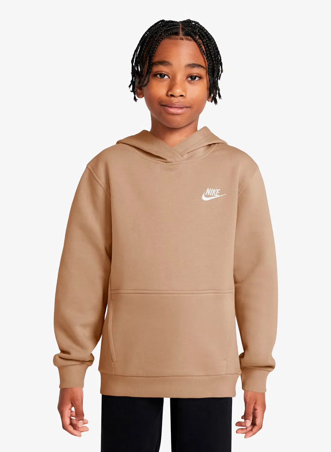Худи из флиса с капюшоном Club Fleece Nike, льняной