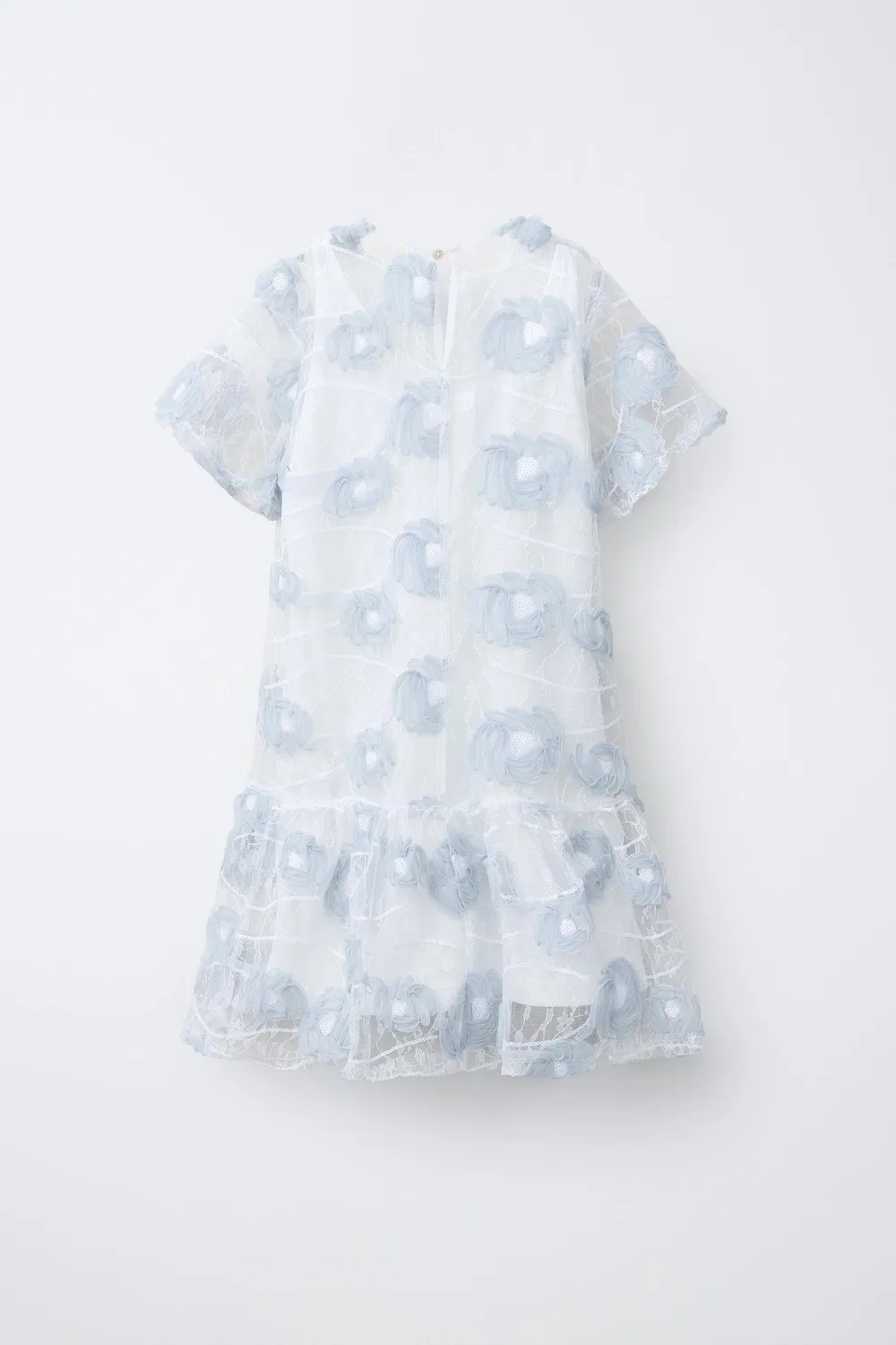 Платье из тюля с вышивкой ZARA, Blue/White — фото 2