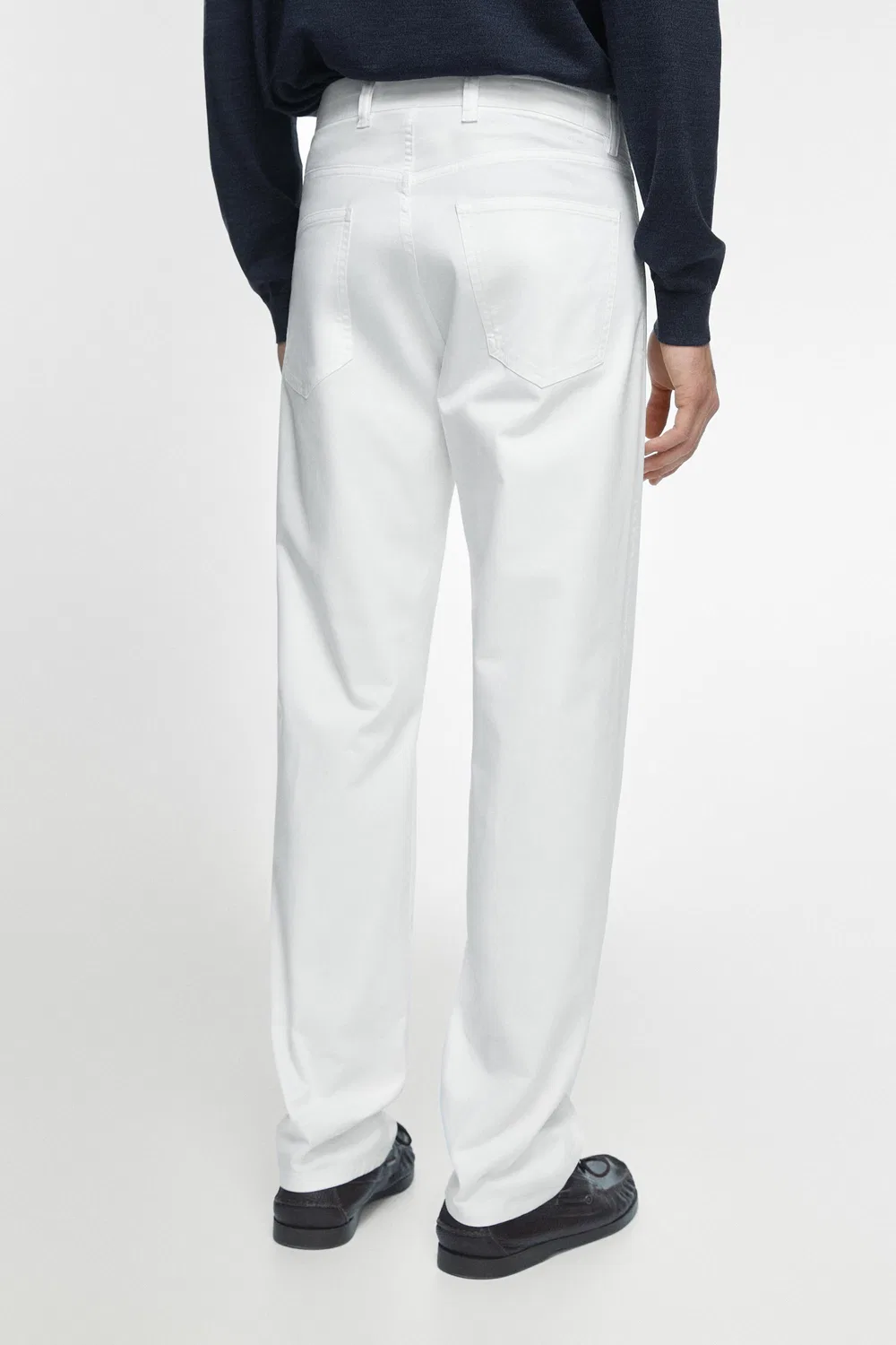 Узкие брюки с эффектом джинсовой ткани Massimo Dutti, белый — фото 3