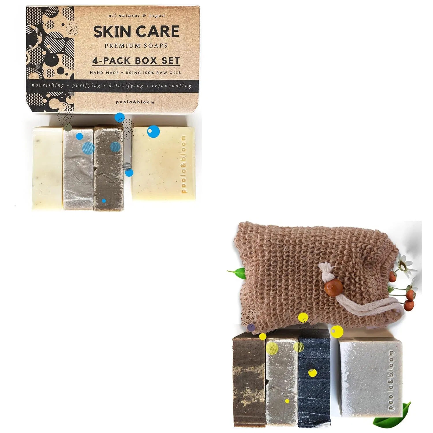 Набор для ухода Poola & Bloom, Peeling Seife und Kernseife