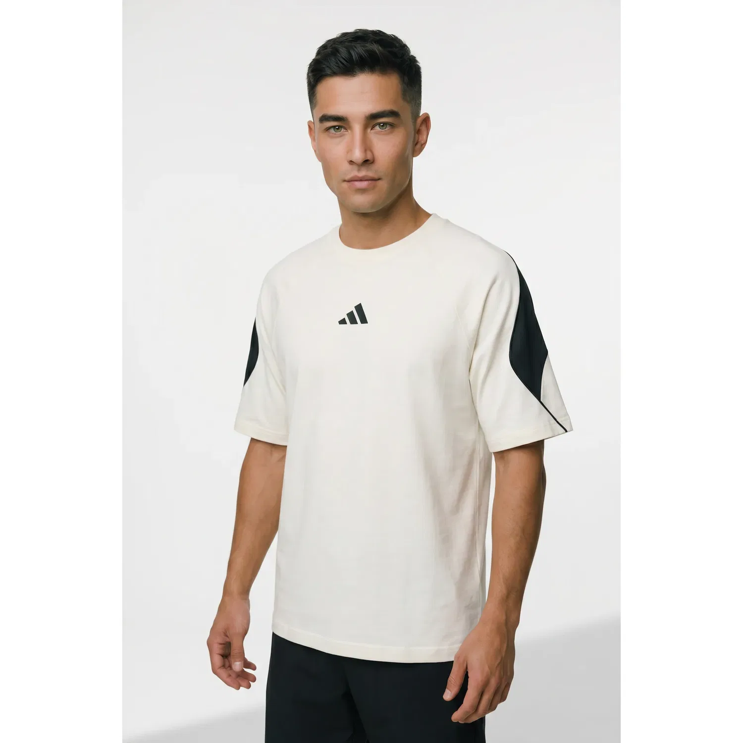 Детская футболка с принтом 3-Bar Logo Adidas Sportswear, Off White/Black
