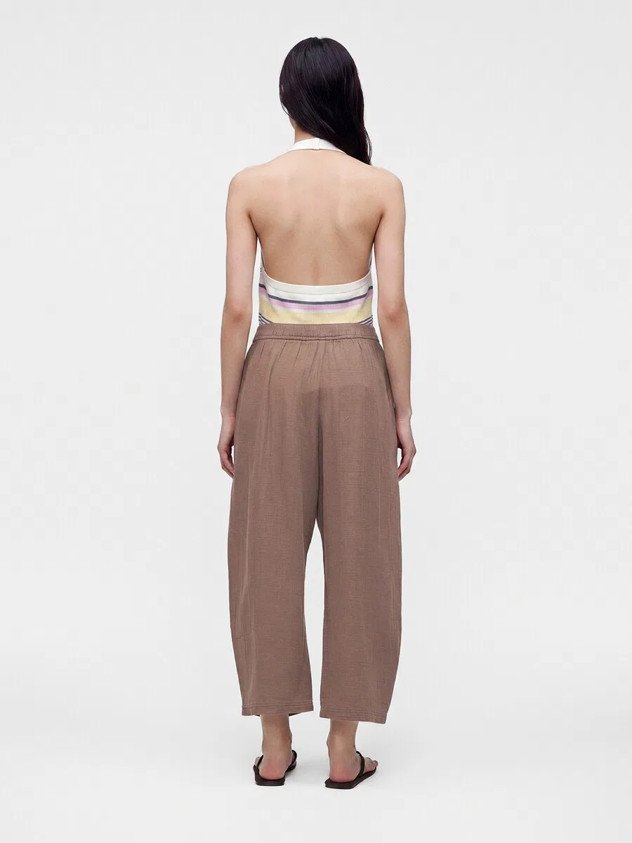 Брюки GAP Barrel Pleat-Front цвета мокко — фото 4