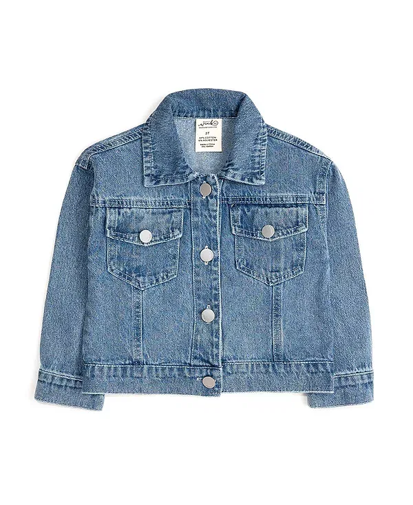 Детская джинсовая куртка для девочек с длинным рукавом Cheer Bow Patch Sweet Wink, Denim — фото 2
