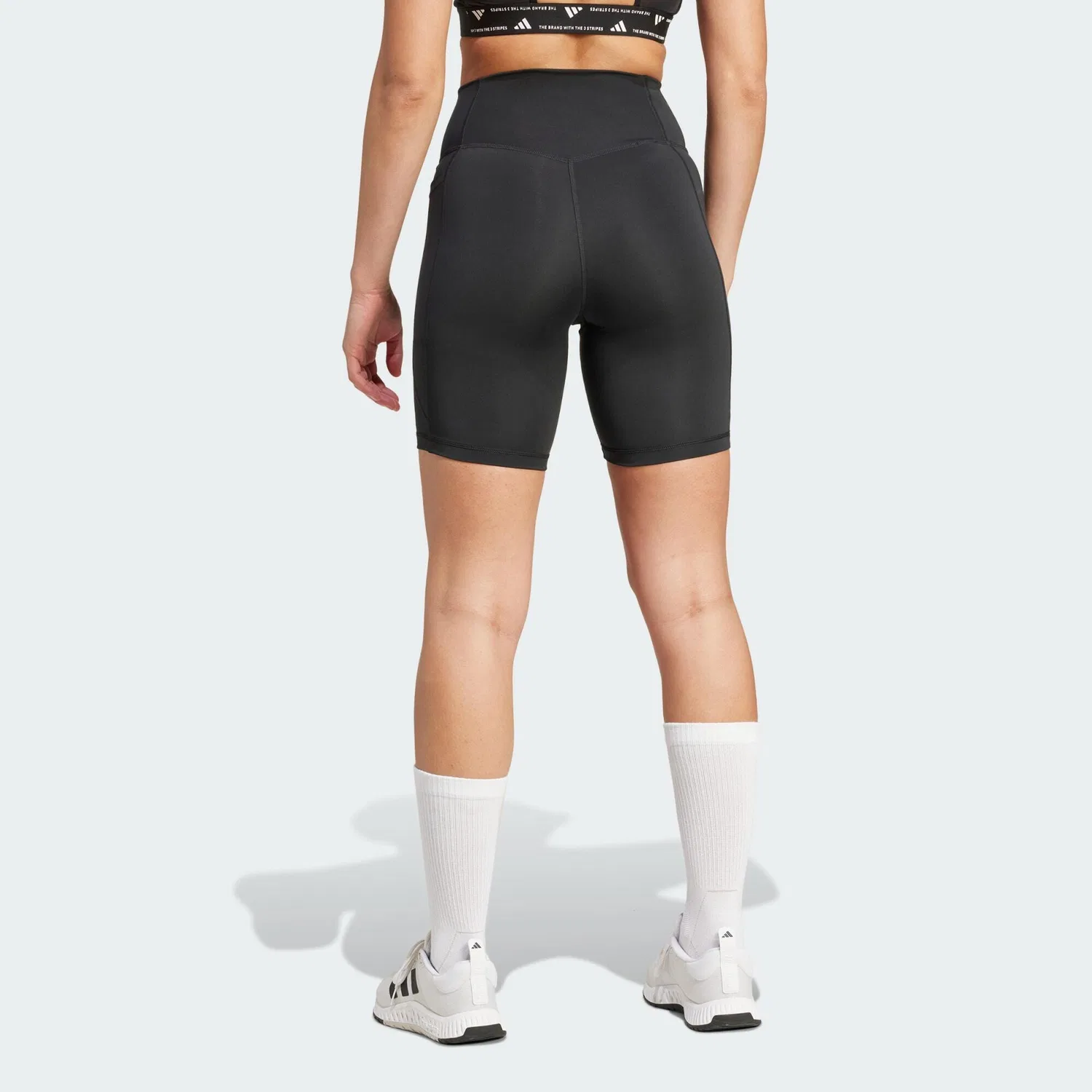 Женские короткие леггинсы с высокой посадкой Optime Essentials Adidas, Schwarz — фото 3