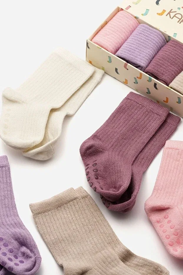 Детские носки для новорожденных хлопковые 5 пар Bamboo Baby Socks Seamless Karamila, Pink2 — фото 4