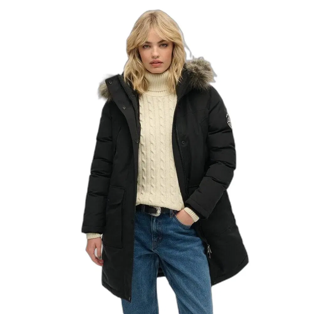 Женская парка с искусственным мехом Everest Superdry, Schwarz — фото 3