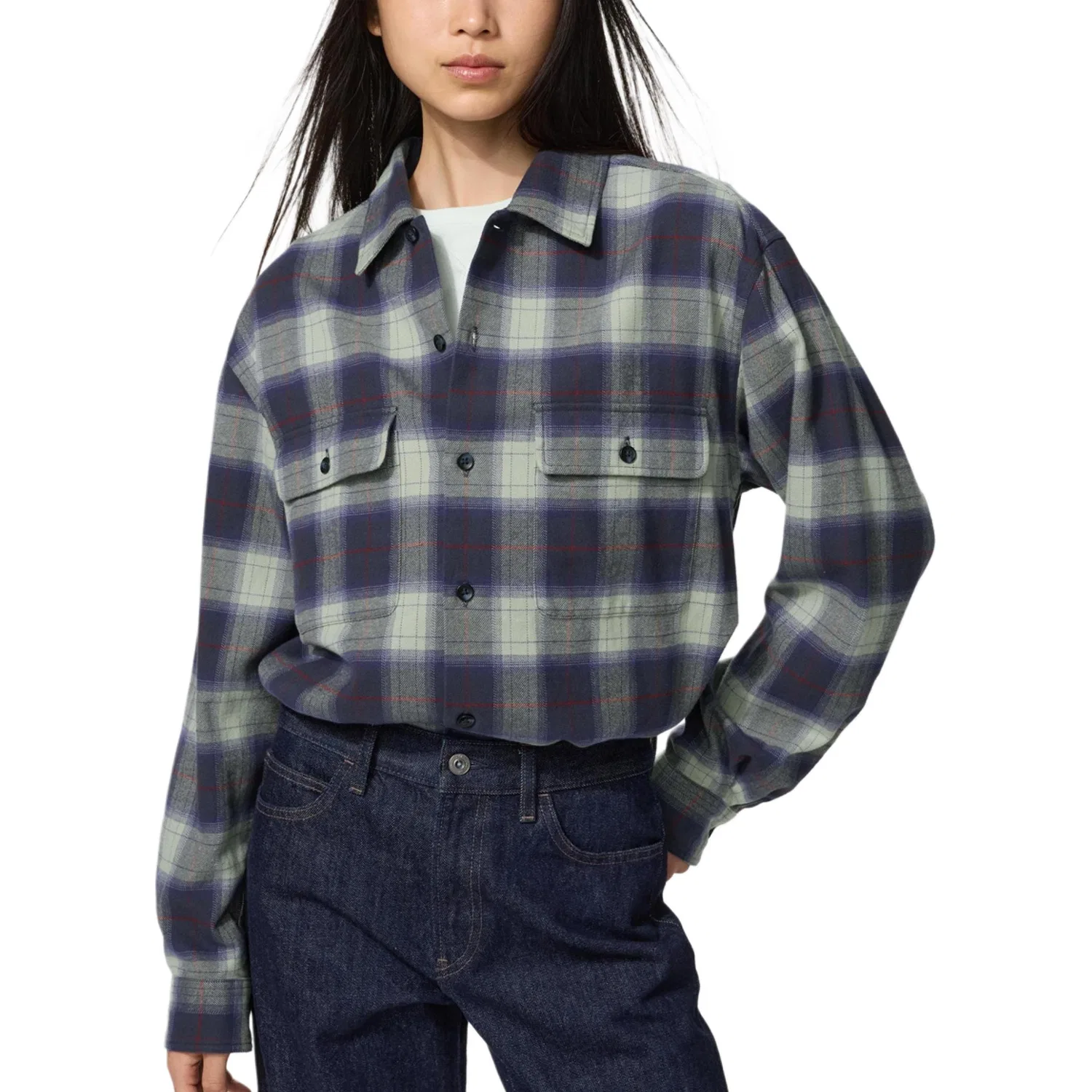 Детская рубашка с длинным рукавом JW Anderson Unisex Navy Blue UNIQLO, Navy Blue — фото 3