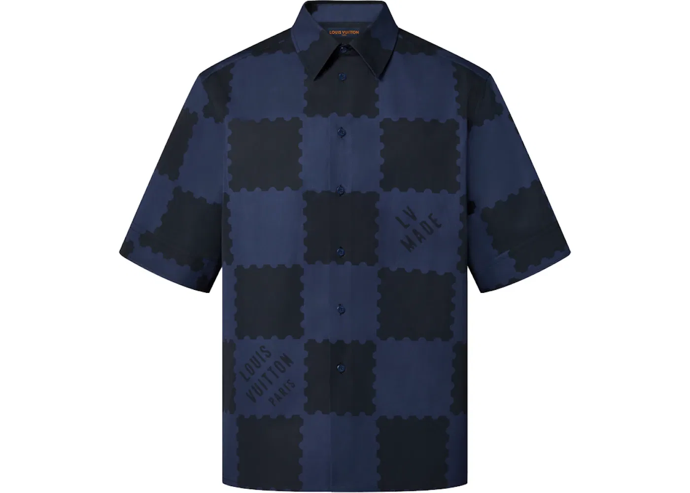 Мужская рубашка с принтом Louis Vuitton x Nigo Damier Shirt, Dark Ocean