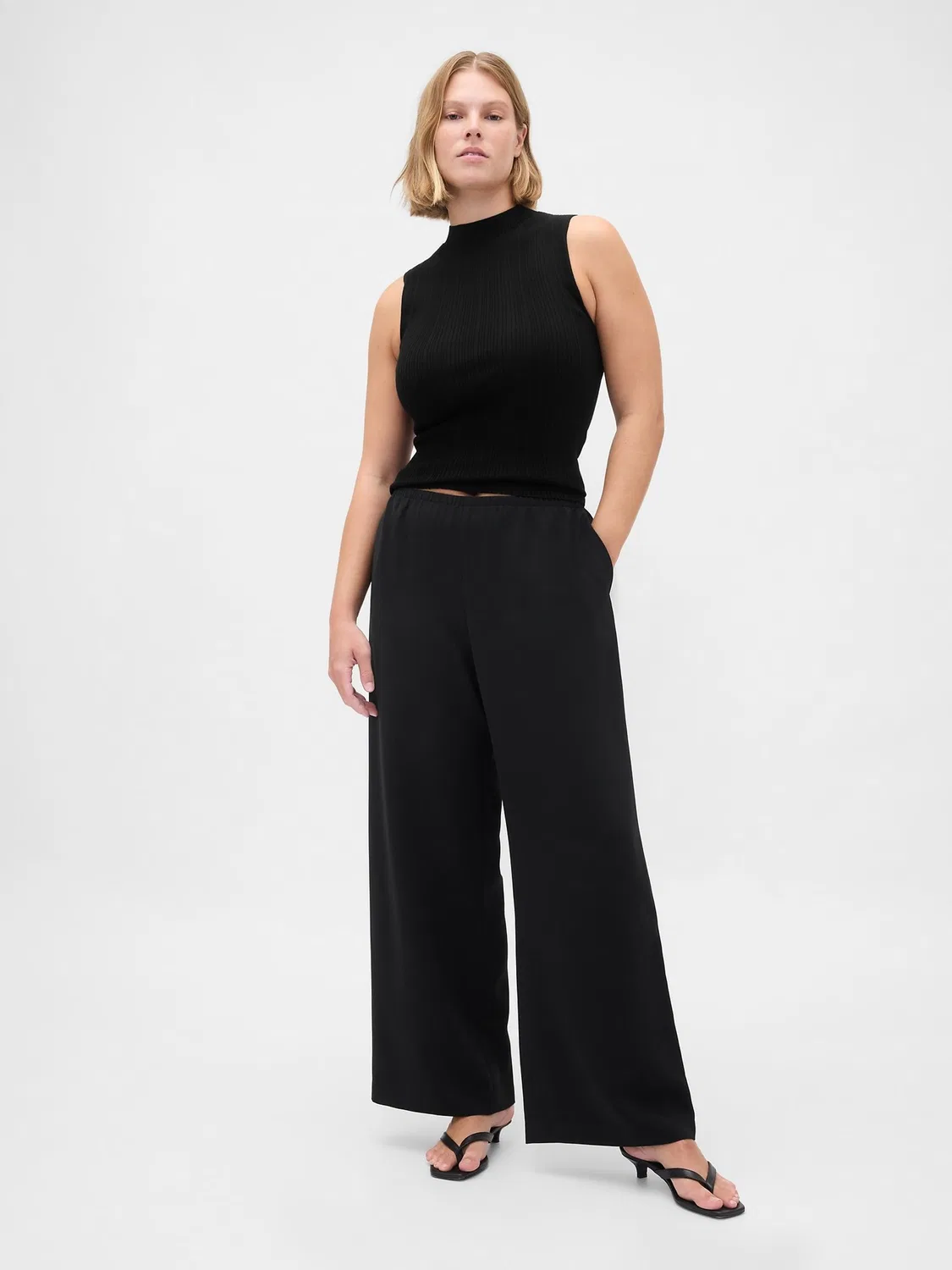 Брюки широкие Easy Wide-Leg Gap, черный — фото 3