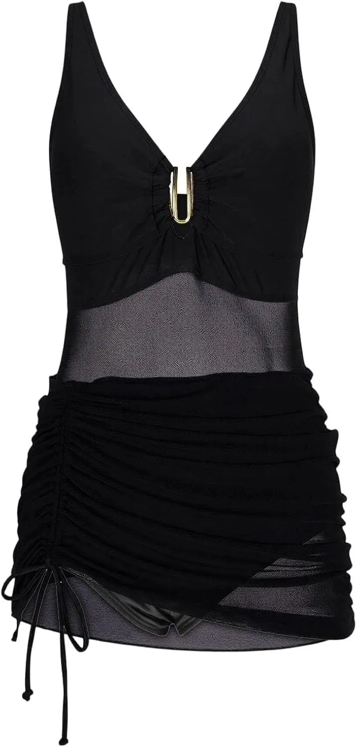 Женский цельнокроеный купальник с контролем живота Seamless, Black — фото 3