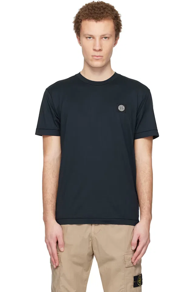 Темно-синяя футболка 2100027 из хлопка джерси Stone Island