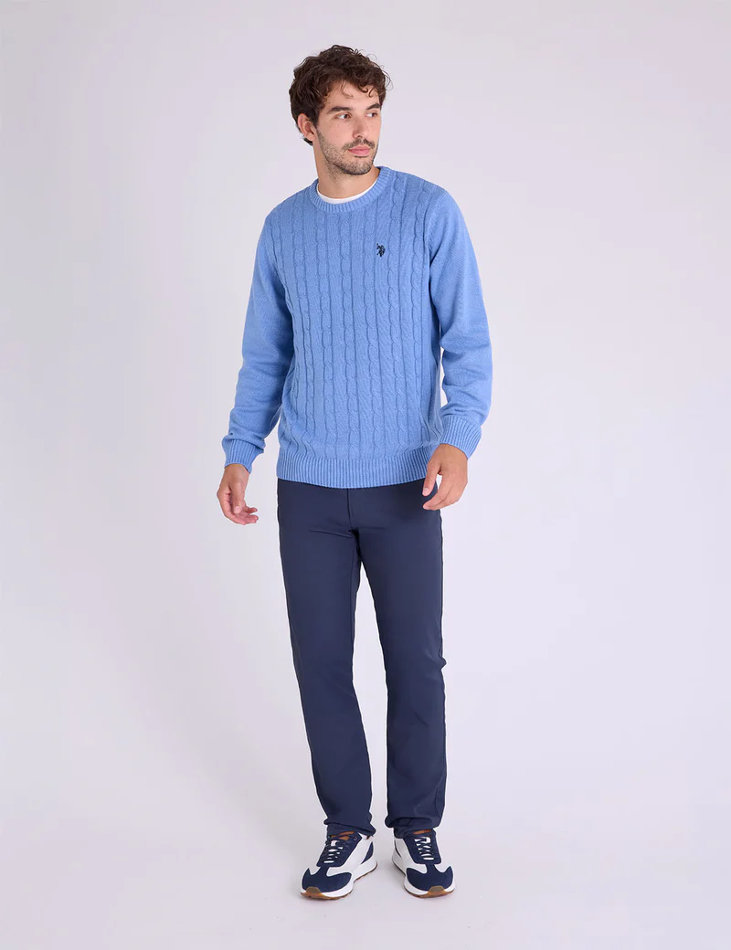 

Свитер U.S. Polo Assn Cable Crew Neck, голубой